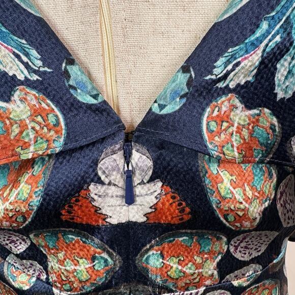 Temperley London Quartz Maxi Dress 100% Silk Botanical Ruffle Size 6 Elegant - Picture 12 of 16